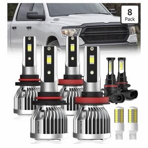 AMXTOBUB 9005 H11 9145 7443 LED Headlight Fog Bulbs 6500K 8 Pack Dodge Ram